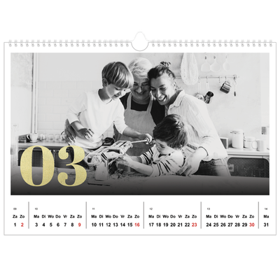 Fotokalender A3 — Grote glitter cijfers [Maart]
