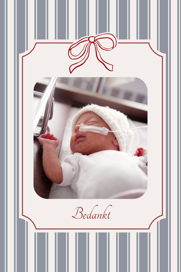 Bedankkaarten — Fijn streepje en strik