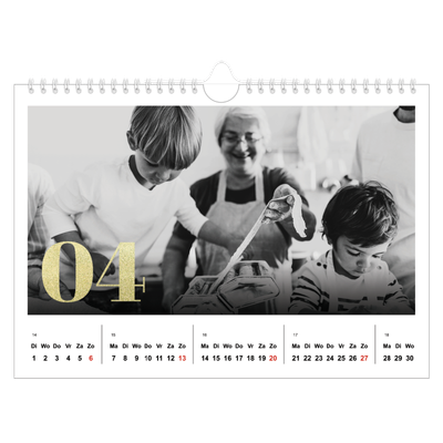 Fotokalender A4 — Grote glitter cijfers [April]