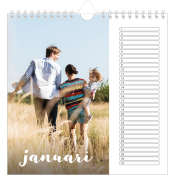 Fotokalender Vierkant — Schuingedrukte letters