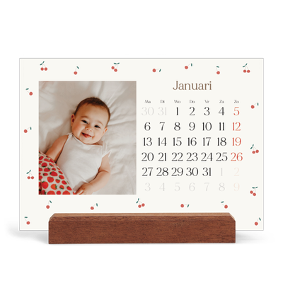 Bureaukalender met houten standaard  — Kersen gelukzaligheid [Januari]