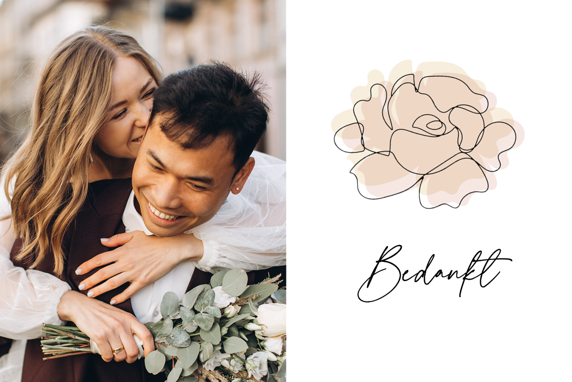 Bedankkaarten — Zachte bloemenlijnen