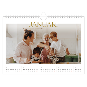 Fotokalender A4 — Gouden tekst groot