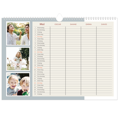 A3 Familieplanners — Aardse tonen - gezinsplanner 4 personen [omslag]