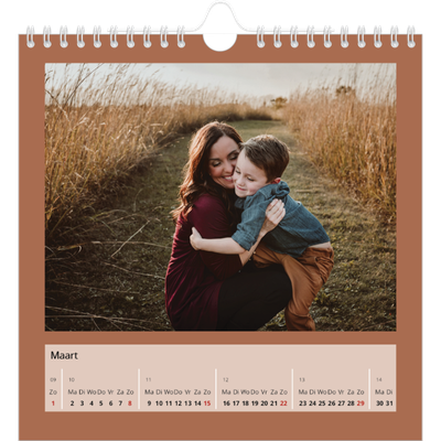 Jaarkalenders vierkant — Achtergrond in aardetinten [Maart]