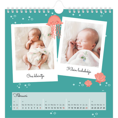 Jaarkalenders vierkant — Schattige dieren [Februari]