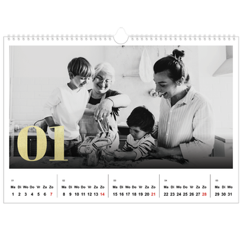Fotokalender A3 — Grote glitter cijfers