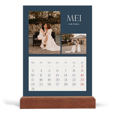 Bureaukalender met houten standaard  — Leisteen & schreef [omslag]