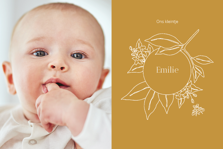 Uitnodigingen — Zachte bloemen baby