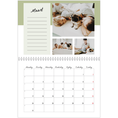 Fotokalender A4 Dubbel (30 x 40 cm) — Kalender Lijst [Maart]