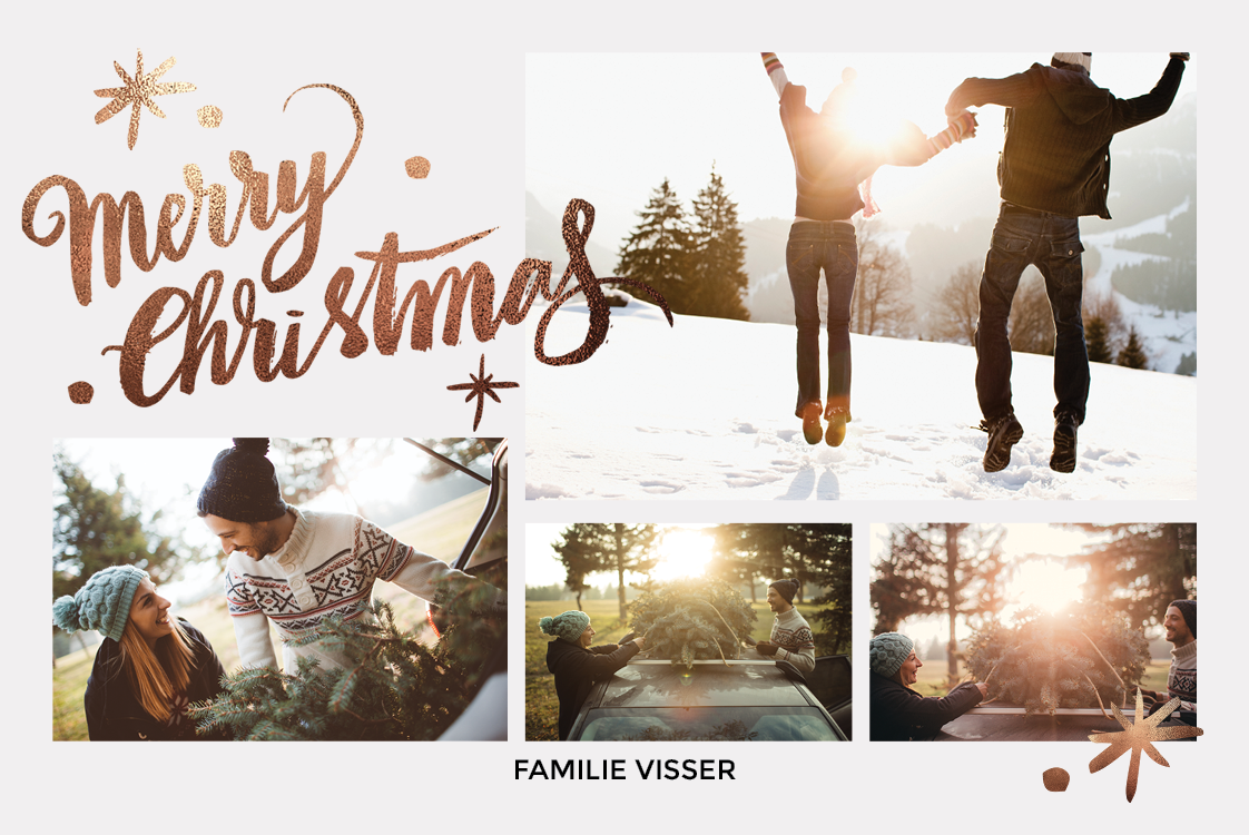 Fotokaarten — Kerstmis - koperkleur