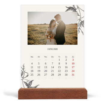 Bureaukalender met houten standaard — Inkt & klimop