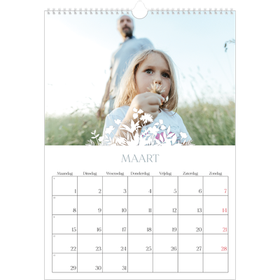 A3 Jaarkalender — Bloemen motief [Maart]