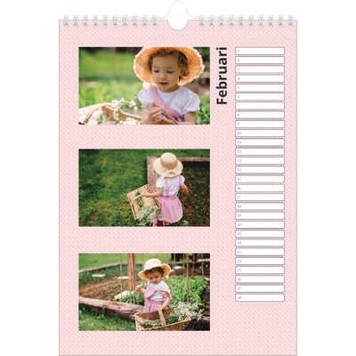 Verjaardagskalenders A4 — Pastelpatronen [Februari]