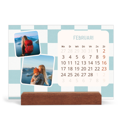 Bureaukalender met houten standaard  — Retro patronen [Februari]