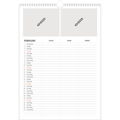 A3 Familieplanners — Ontwerp je eigen product - 3-persoons gezin [Februari]