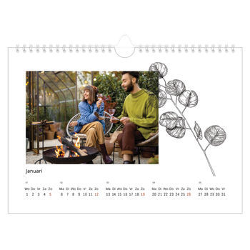 Fotokalender A4 — Getekende bloemen