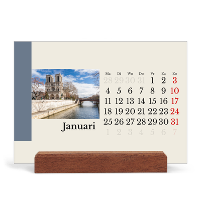 Bureaukalender met houten standaard  — Bezienswaardigheden van de wereld [Januari]