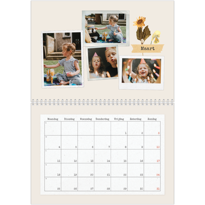 Fotokalender A4 Dubbel (30 x 40 cm) — Vintage scrapbook [Maart]