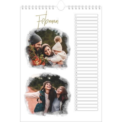 Verjaardagskalenders A4 — Foto effect [Februari]