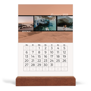 Bureaukalender met houten standaard — Zin in avontuur