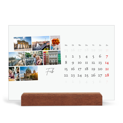 Bureaukalender met houten standaard  — City trip [Februari]