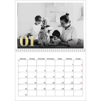 Fotokalender A4 Dubbel — Grote glitter cijfers