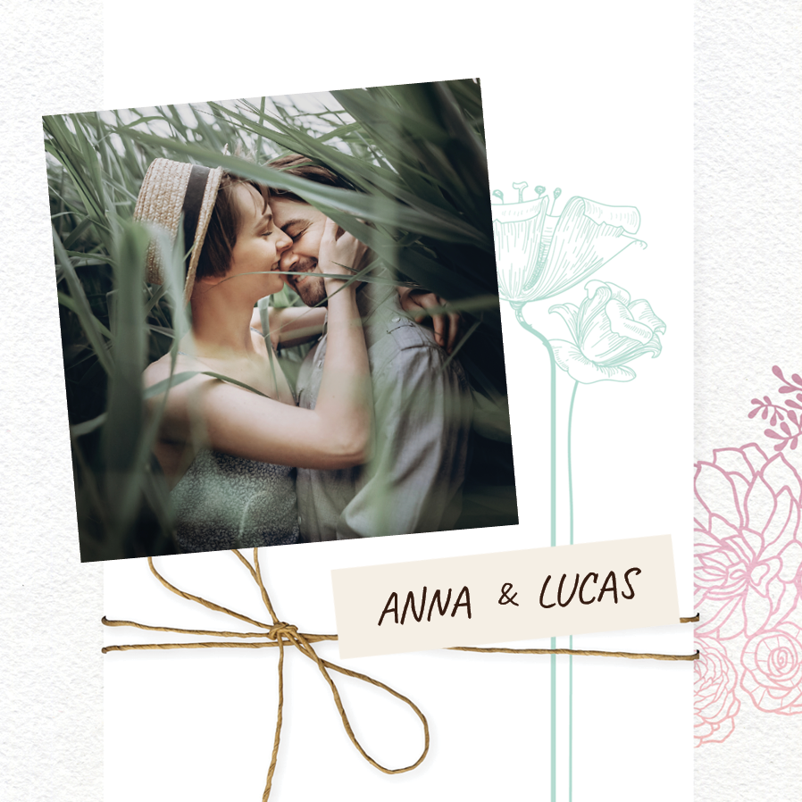 Uitnodigingen — Bloempatroon in potlood