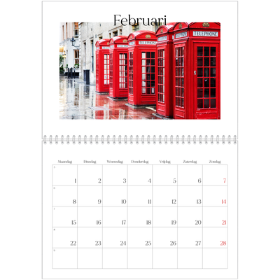 Fotokalender A4 Dubbel (30 x 40 cm) — Mijn reisverhaal - Londen [Februari]