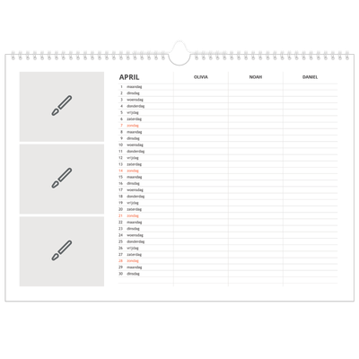 A3 Familieplanners — Ontwerp je eigen product - 3-persoons gezin [April]