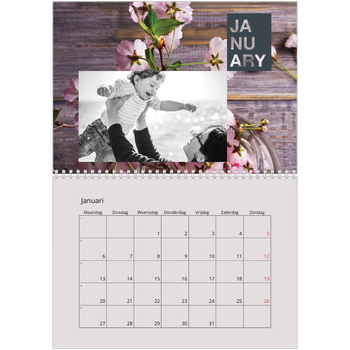 Fotokalender A4 Dubbel — Maandnamen in blokken