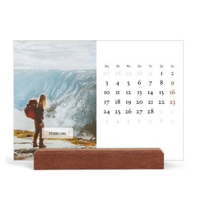 Bureaukalender met houten standaard  — Klassieke kalender [Februari]