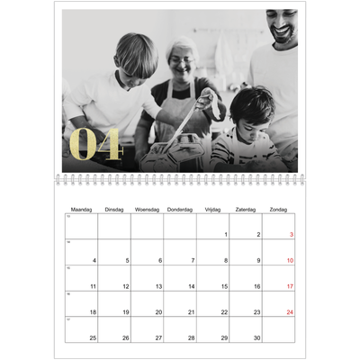 Fotokalender A4 Dubbel (30 x 40 cm) — Grote glitter cijfers [April]