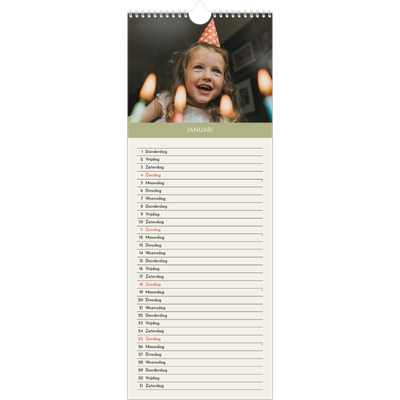 Smalle kalender  — Pastel hoofdstukken [Januari]