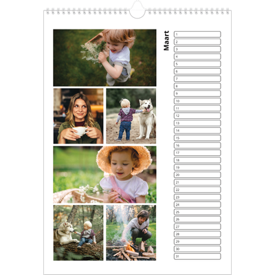 Verjaardagskalenders A3 — Eenvoudig blokkenpatroon [Maart]