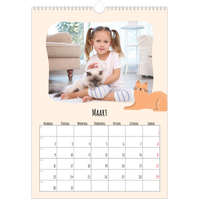 A3 Jaarkalender — Kattenpoten en krabbels [Maart]