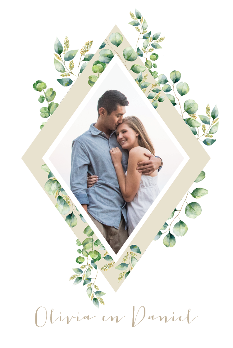 Uitnodigingen — Kader met groene bladeren