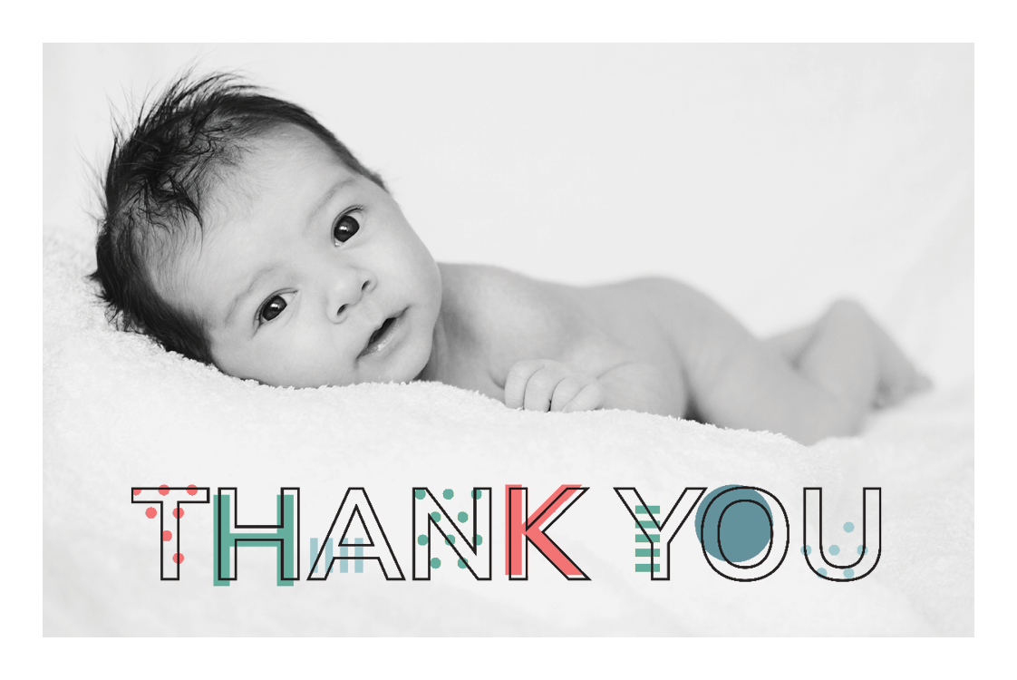 Bedankkaarten — Gekleurde letters