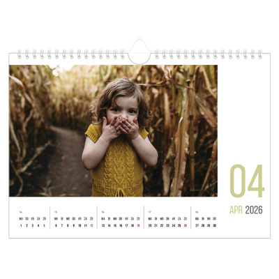 Fotokalender A4 — Maandnummers [April]