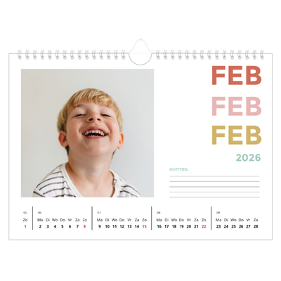 Fotokalender A4 — Bont gekleurd [Februari]