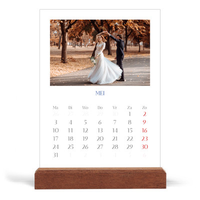 Bureaukalender met houten standaard  — Kobalt klassieker [omslag]