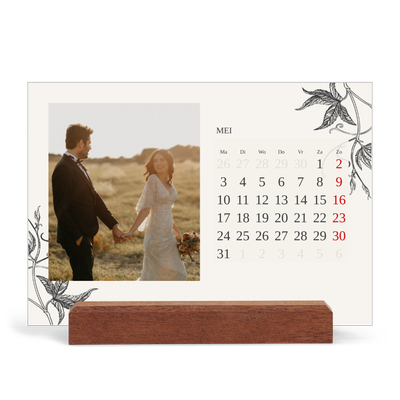 Bureaukalender met houten standaard  — Inkt & klimop [omslag]