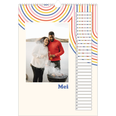 Verjaardagskalenders A3 — Retro strepen [Mei]
