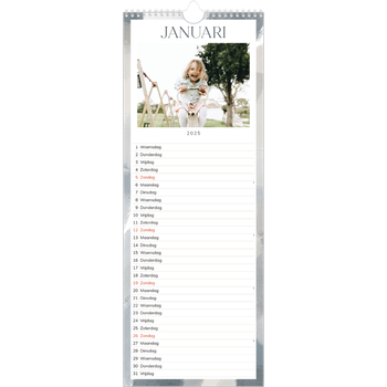 Smalle kalender (15 x 40 cm) — Verfkwast effect