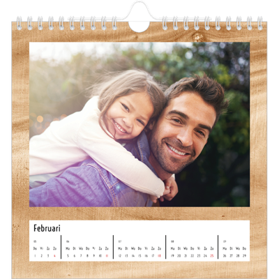 Jaarkalenders vierkant — Houtpatroon [Februari]