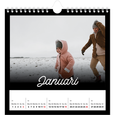 Jaarkalenders vierkant — Zwart [Januari]