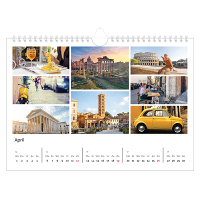 Fotokalender A4 — Collage in blokkenpatroon [April]