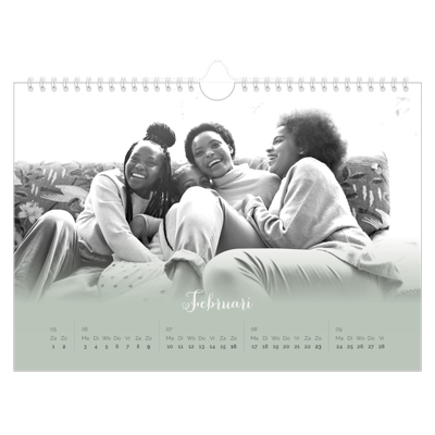 Fotokalender A4 — Zachtgroen kleurverloop [Februari]