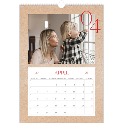 A3 Jaarkalender — Rode stippen [April]