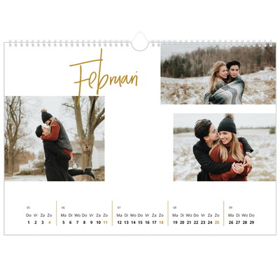 Fotokalender A3 — Goudkleurige letters [Februari]